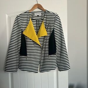 NWOT Women’s Tahari Black White Yellow Zip Up Layered Blazer - Size 10